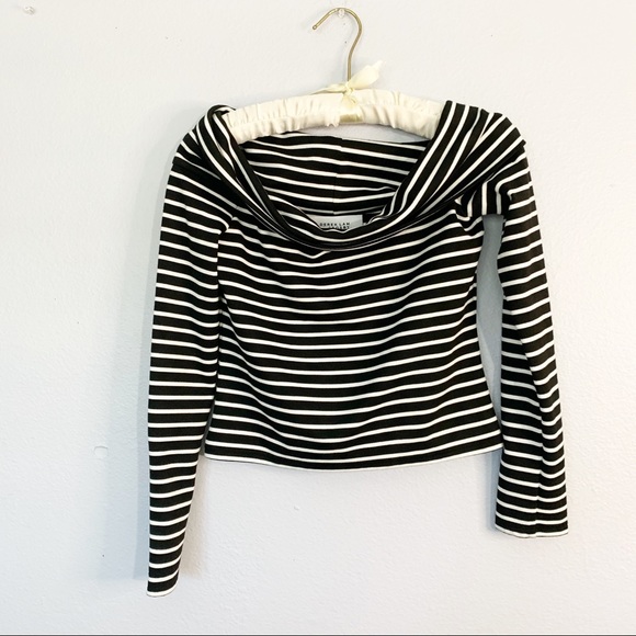DEREK LAM 10 CROSBY Striped Off Shoulder Top - Picture 2 of 6